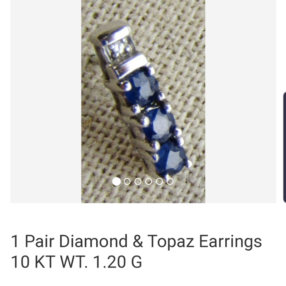 10K WG diamond and topaz earrings